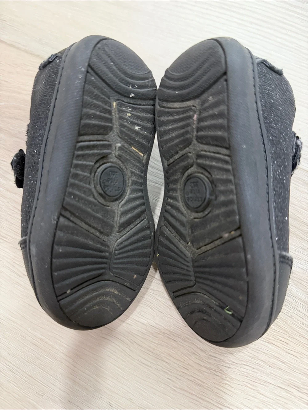 Stride Rite Black Glitter Mary Jane with Flower Strap